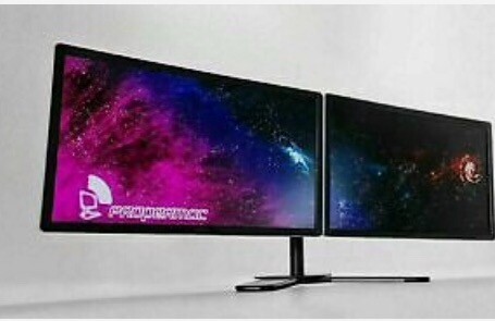 Dual screen 22” tv monitors \u0026 stand 